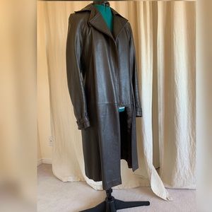 Leather coat with belt, Sutton’s for Bloomingdales